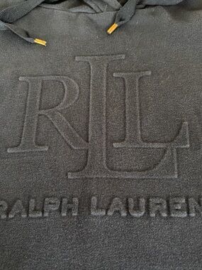 Dark navy- Lauren Ralph Lauren Hoodie with Green Label. soft cotton #ralphlauren